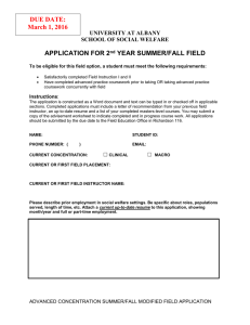 Application for Summer/Fall Modified Field