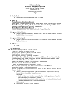 El Camino College Associated Students Organization Senate Special Meeting Minutes November 8, 2012