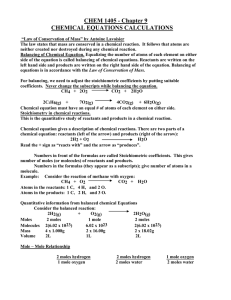 Chemical Equations & Calculations: Stoichiometry & Limiting Reactants