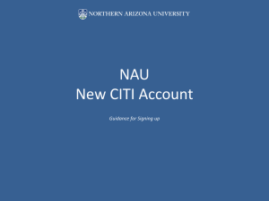 NAU New CITI Account Guidance for Signing up