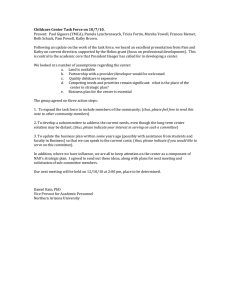 Childcare Center Task Force October 2010
