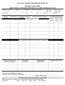 STATE OF ARIZONA/BOARD OF REGENTS BENEFICIARY FORM