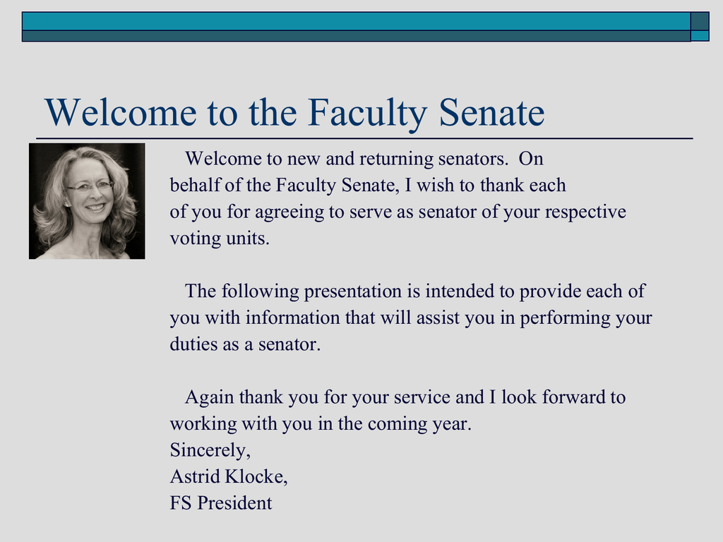 Powerpoint Re: Senator Role And Responsibilities