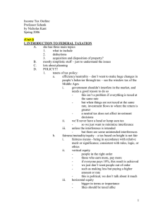 Income Tax Outline Professor Schenk by Nicholas Kant Spring 2006