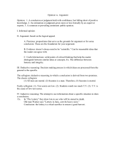 Opinion vs. Argument: Logic & Reasoning