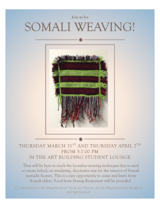 SOMALI WEAVING!   THURSDAY MARCH 31