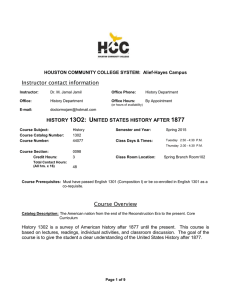Spring Branch 230 HCCS History 1302 Syllabus Tuesday and Thursday Spring 2015.doc