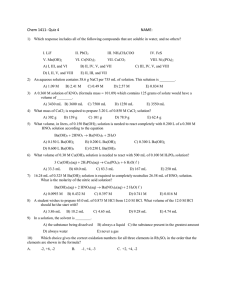 Chemistry Quiz: Solubility, Molarity, Redox Reactions