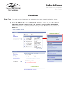 View Holds Student Self Service Overview California State University