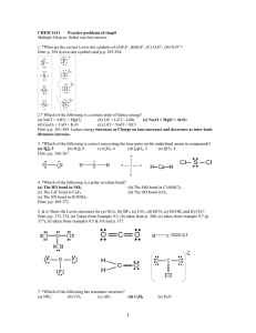 CHEM 1411: Chemical Bonding Practice Problems