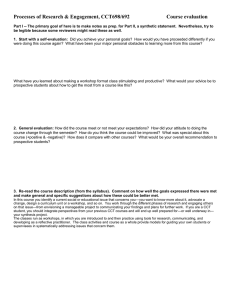 Processes of Research &amp; Engagement, CCT698/692  Course evaluation