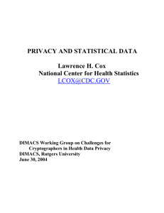 Privacy and Statistical Data