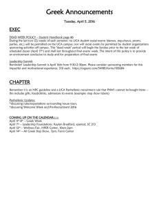 Greek Announcements EXEC Tuesday, April 5, 2016