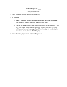 Portfolio Assignment #____ Salary/Budget/Career 1.  Log on to the web site