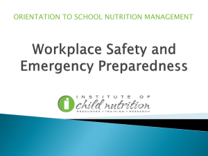 ORIENTATION TO SCHOOL NUTRITION MANAGEMENT