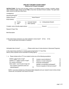 Research Project Cover Sheet