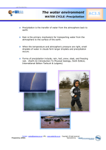 AC3.5  The water environment WATER CYCLE: Precipitation