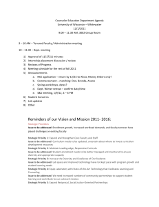 Counselor Education Department Agenda University of Wisconsin – Whitewater 12/1/2011