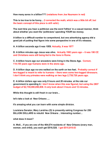Conceptualizing numbers - how big is a billion?