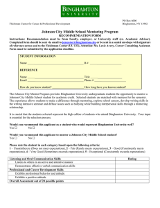 Johnson City Middle School Mentoring Program RECOMMENDATION FORM