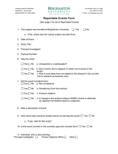 HUMAN SUBJECTS RESEARCH TELEPHONE: (607) 777-3818 REVIEWITC – ALPHA 2205