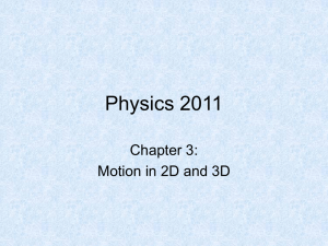 Physics 2011 Chapter 3: Motion in 2D and 3D