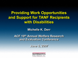 Providing Work Opportunities and Support for TANF Recipients with Disabilities