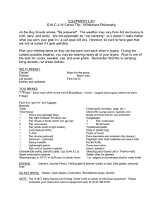 BWCAW Equipment List