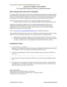 Dear Chicago State University Community, Cougar Kids Academy Workshop Registration Form