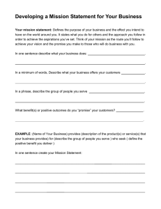 Business Mission Statement Worksheet