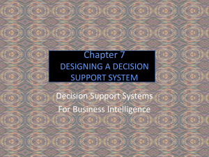 Chapter 7 DESIGNING A DECISION SUPPORT SYSTEM Decision Support Systems