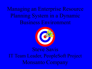 Managing an Enterprise Resource Planning System in a Dynamic Business Environment Steve Savis