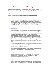 Factors Affecting Interpersonal Relationships