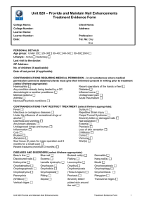 – Provide and Maintain Nail Enhancements Unit 820 Treatment Evidence Form