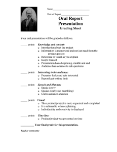 Oral Report Presentation  Grading Sheet