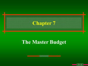 Chapter 7 The Master Budget 7 - 1