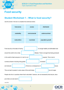 Food Security Worksheet: Definition, Wastage & Impact