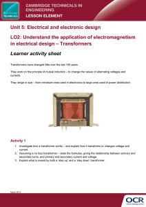 Unit 05 - Understand the application of electromagnetism in electrical design - Transformers - Learner task (DOC, 2MB)
