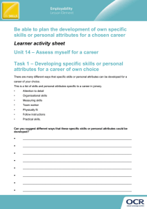 Unit 14 - Lesson element - Be able to plan the development of specific skills or personal attributes for a chosen career - Learner task (DOC, 1MB)