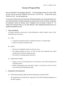 Format of Proposed Plan for Applicant Bodies