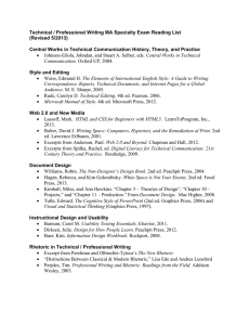 Professional-Technical Writing Specialty Reading List