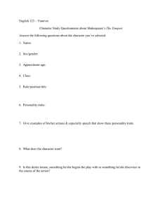 Character study ( The Tempest ) handout (MS-Word)