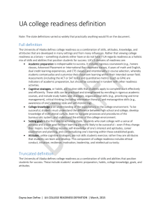 UA College Readiness Definition