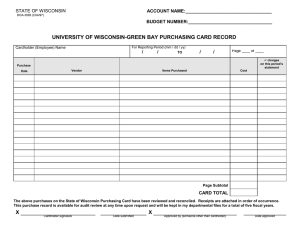 UNIVERSITY OF WISCONSIN-GREEN BAY PURCHASING CARD RECORD STATE OF WISCONSIN ACCOUNT NAME:__________________________________