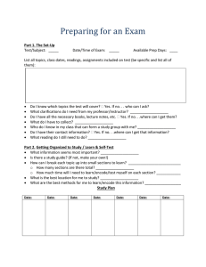 Exam Preparation Worksheet: Study Skills & Planning