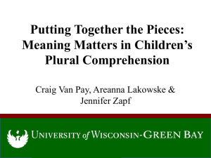 Putting Together the Pieces: Meaning Matters in Children s Plural Comprehension