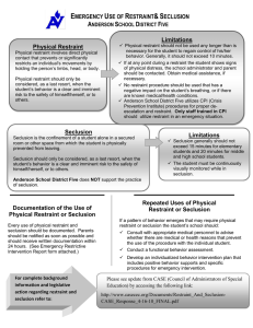 Restraint & Seclusion Guidelines: Anderson School District Five