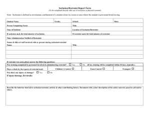 Seclusion/Restraint Report Form for Schools