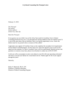 3.1j School Counseling Site Principal Letter  February 15, 2010 Site Principal