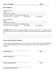 Name of Student ________________________________ Block ________  MS. GRIGGS